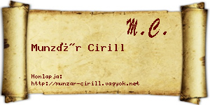 Munzár Cirill névjegykártya
